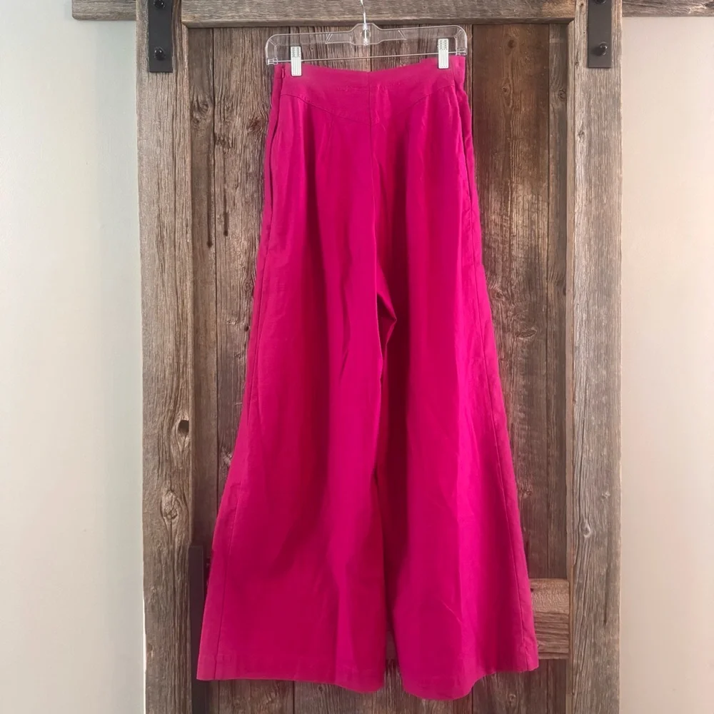 Anthropologie Wide Leg Corset Pants Orchid Purple High Waist Pleated Size 2 - Picture 8 of 9
